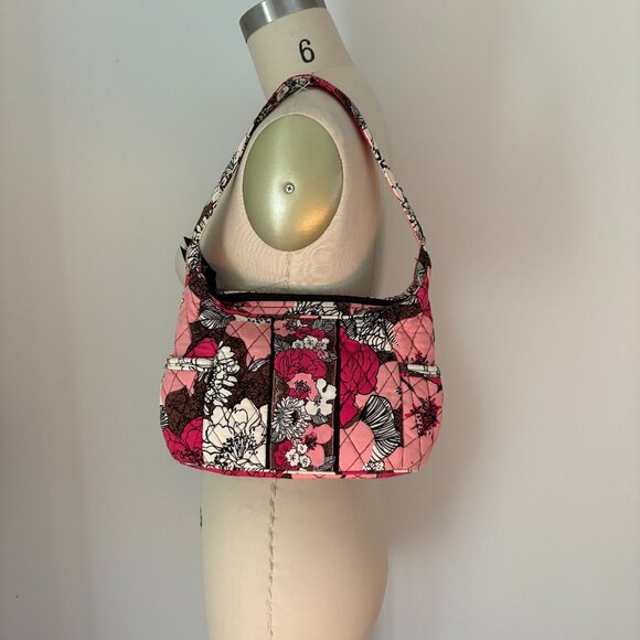 Vera Bradley Handbags - Vera Bradley Mocha Rouge Small Purse Handbag Pink Brown Black White Bag